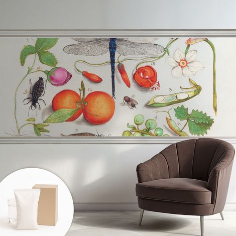 Papier peint intissé décoratif pour salon chambre et cuisine Facile à poser avec colle Illustration naturaliste 250x104 cm (1/5)