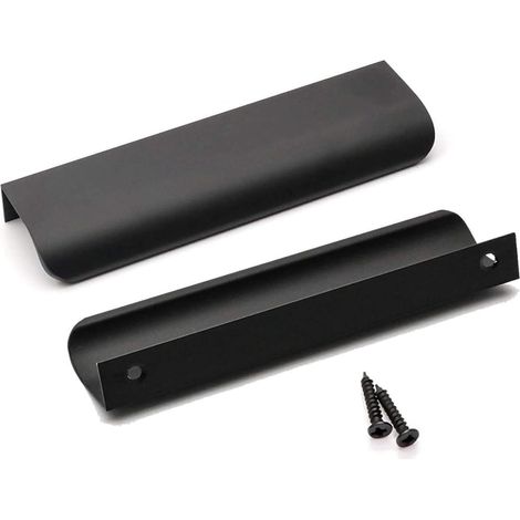 Lot de 10 Poignee de Meuble Cuisine Noir Poignée Cuisine Noir Poignée Profil Noir Poignée Meuble Noir Mat en Alliage d'Aluminium Entraxe 128mm Longueur 150mm（Noir）