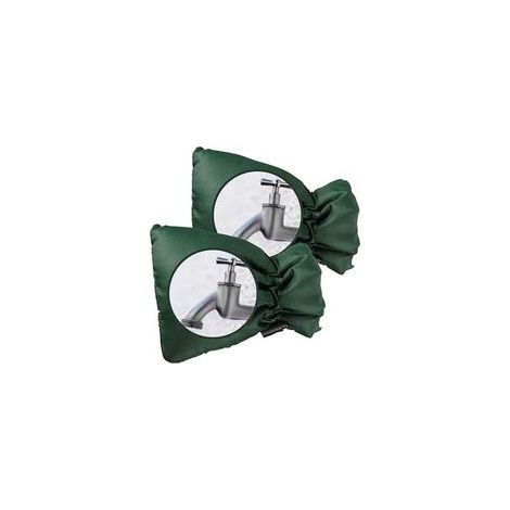 Juego de 2 tapas protectoras para grifos exteriores. Protección gruesa contra las heladas. Impermeables. Verdes.