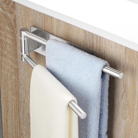 1 Porte-serviettes Pivotant 180°, Acier Inoxydable 304, Double Tige 22 Cm, Salle De Bain (1/5)
