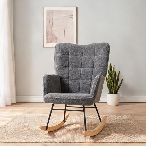 Fauteuil gris foncé en revêtement bouclette 71 x 98 x 101 cm (1/5)