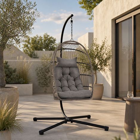 Fauteuil Suspendu - HOME DECO FACTORY - Hanoi - Aérien - Gris (1/5)