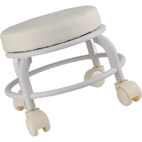 Pouf roulant en mousse à mémoire de forme haute densité, imperméable, roues silencieuses, repose-pieds Double couche, tabouret pour bureau familial, Beige (1/5)