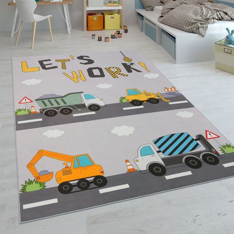 Paco Home Kinder-Teppiche, Kurzflor-Teppiche für Kinderzimmer mit vers. Designs Spielteppiche Bunt 100x200 cm, Grau 2