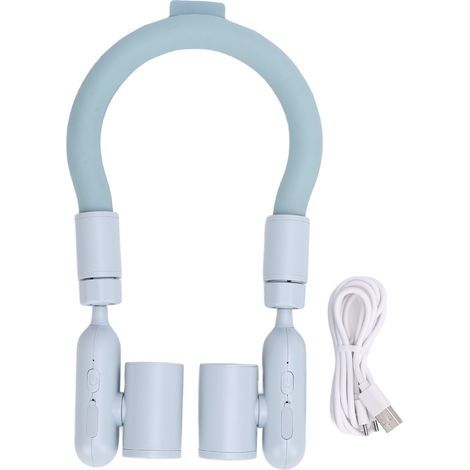 Portable PCM High-Speed ​​Neck Cooling Tube Fan, Portable Cooler, Battery Operated, Quiet, Lightweight for Outdoor Sports, Blue (1/5)