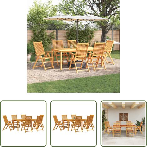 vidaXL Gartentisch -  Garten Essgruppe 7 pcs Braun Massivholz Akazie (1/5)