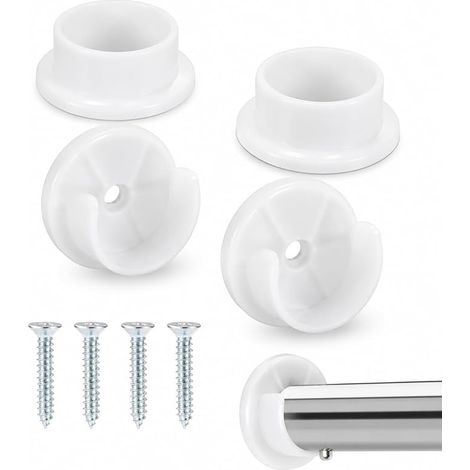 Support Tringle Penderie 2 Blanc Plastique pour Barre Penderie Armoire Dressing, Fixation Murale pour Rangement Vêtements. (1/5)