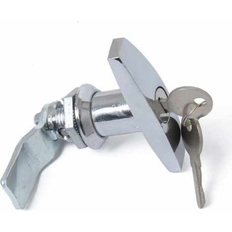 Serrure à Poignée en T avec Clé, Alliage d'Aluminium Loquet de Porte de Remorque Verrouillage de Poignée en T Verrou Universel de Poignée en T pour Trailers Campers,Argent (1/5)