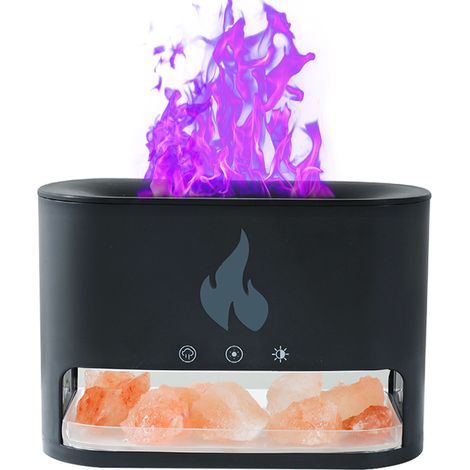 Decdeal 250 ml Aromatherapie ätherisches Öl Diffusor Typ-C USB Powered Auto Shalt-off Night Light 4 Farbe Flammen Salz Lampe Stille kühle Nebel Ultraschall-Luftbefeuchter für Schlafzimmer Yoga Office