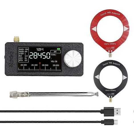 Mini radio SI4732 10 kHz-180 MHz, récepteur radio portable + 2 kits d'antennes AM/FM/HF/SW/MW/VHF. (1/5)