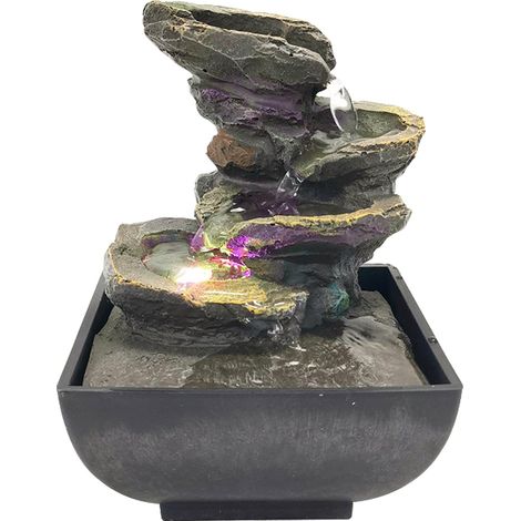 Fontaine de table en résine, TNEAYWHE, 4 niveaux, avec LED, idéale pour les bureaux, 110 V (1/5)
