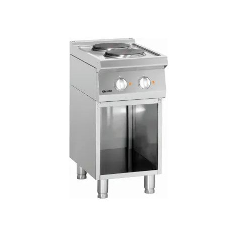Fourneau inox électrique 2 plaques, sur support ouvert, 5200 W, 400 V - TRI