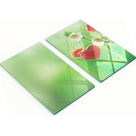 Küchenschneidebretter aus Glas mit Erdbeerherz-Motiv, 2 x 30 x 52 cm (1/5)