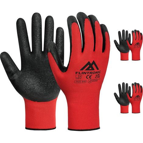 Paar Arbeitshandschuhe, abriebfeste Nylonhandschuhe mit Latexbeschichtung, vielseitige Gartenhandschuhe, für Industriemechaniker, Logistik und Montage – Größe 8/M