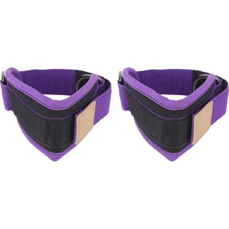 2 Sangles d'Entraînement Violet pour Cheville avec Boucle en D - Accessoire Fitness Machine à Poulie (1/5)