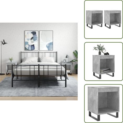 Nachttische 2 Stk. Betongrau 40x35x50 cm Holzwerkstoff - Beton Grau Nachttisch - Wohnzimmer Dekoration - Holzwerkstoff Nachttisch - Schrank - Kommode
