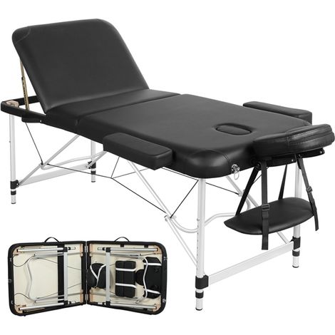 Yaheetech Table de Massage Pliante Professionnelle 3 Section 70 x 213 cm avec Cadre en Aluminium Lit de Massage Portable à Hauteur Réglable Repose-tête Ergonomique pour le Massage Spa Tatouage