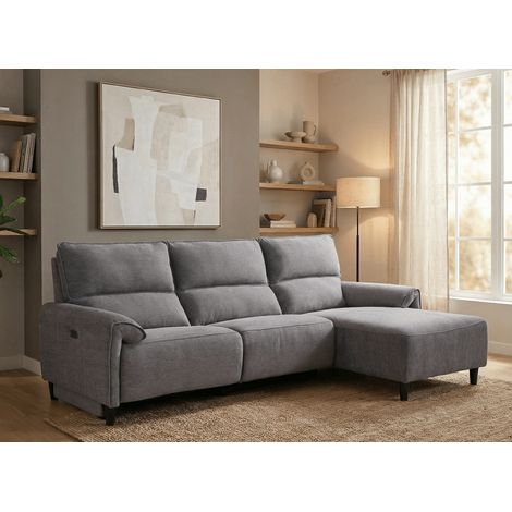Canapé d’angle relax électrique en tissu gris foncé LUDMILA - (1/5)