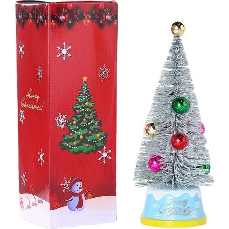 Mini Sapin de Noël Artificiel avec Guirlande Lumineuse LED, Boules Colorées - Petit Arbre de Table pour Maison, Bureau, Bar et Table à Manger (1/5)