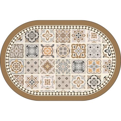 LAN Carreau floral Moshi - ovale 5080cm (terre de diatomées) Tapis de sol en terre de diatomées, tapis de bain, très absorbant, antidérapant (1/5)