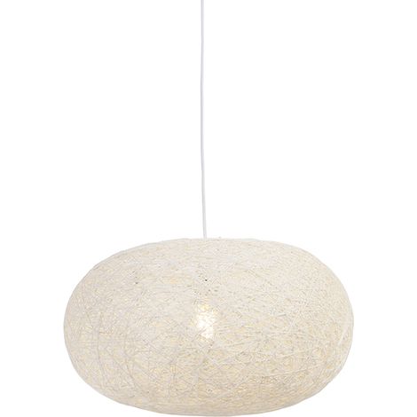 QAZQA Lampada a sospensione rustica bianca 50 cm - Corda Flat