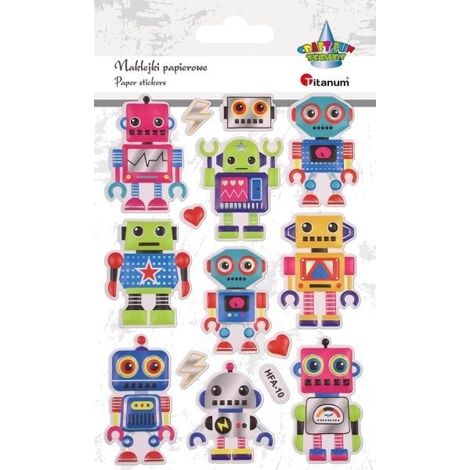 Mezcla de pegatinas de robot convexo, 14 piezas.