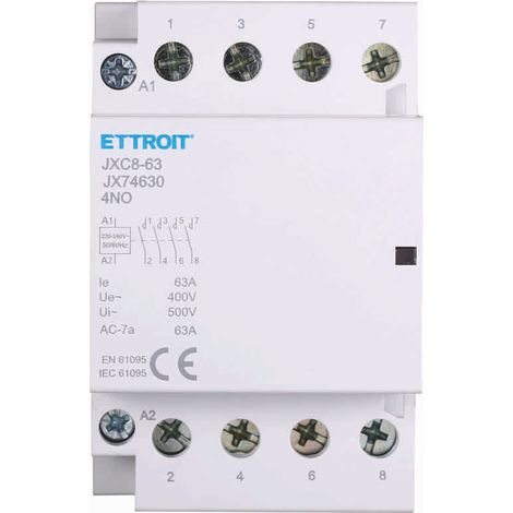ETTROIT Contattore Modulare DIN AC 4P 220V 63A 4 Contatti NO - JX74630 (1/5)