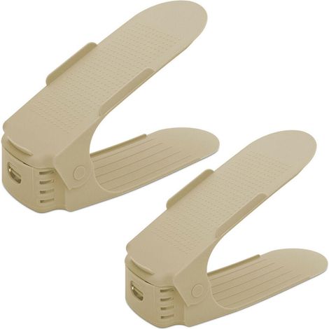 2x Haven Space Saver Shoe Rack Organiser Standard Size Easy Clean & Sturdy, Brown (1/5)