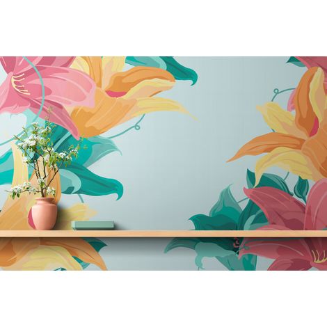 Papier Peint Floral - Lys Exotiques Colorés - 150 x 250 cm (1/2)