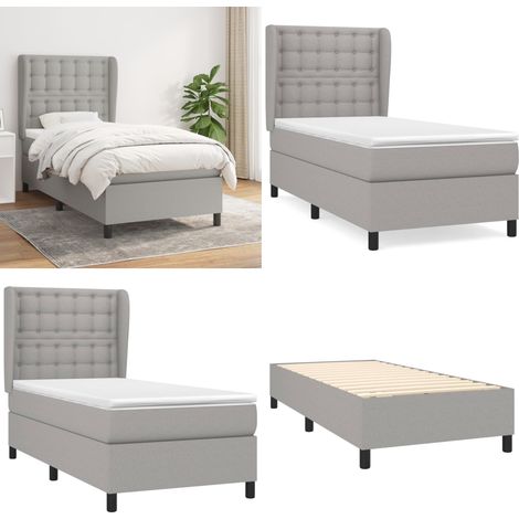 Boxspringbett mit Matratze Hellgrau 90x200 cm Stoff - Boxspringbett - Doppelbett - Schlafraum - Bettenrahmen - Lattenrost - Home & Living (1/5)