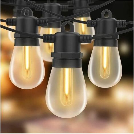 Guirlande Lumineuse Extérieure LED avec Ampoules en Étanche pour Jardin Cour Patio Noël 15M 15 E27 S14 IP44 Plastique (1/4)