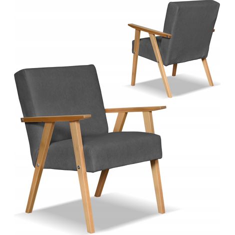 PRL Retro-Vintage-Sessel SOLER Family Furniture grauer Samt Hunter
