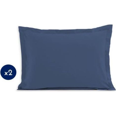 Taies d'oreiller - - 50x70 cm - 100% coton - Bleu - Certifiées OEKO-TEX (1/3)