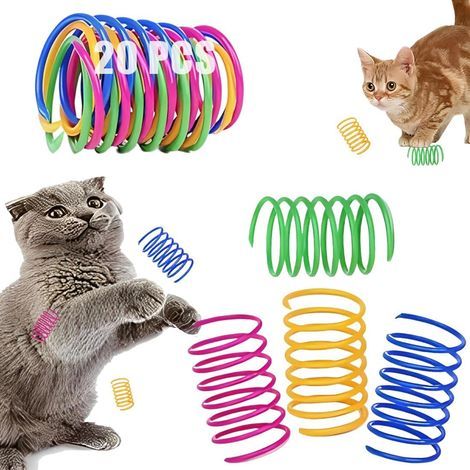 Juego de 20 juguetes para gatos, creativos, coloridos, con plumas en espiral de plástico. (1/5)
