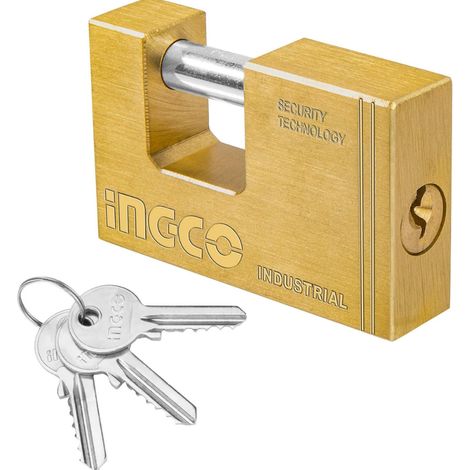 Lucchetto rettangolare ottone massiccio cilindro acciaio 3 chiavi sicurezza lunghezza 60 mm - confezione 1