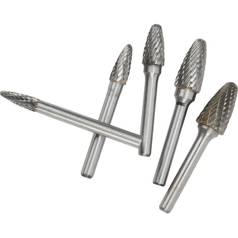 Jeu de fraises rotatives en carbure à double coupe, queue de 6 mm de diamètre, pour le meulage de surfaces d'aéronefs, de véhicules et de navires (1/5)