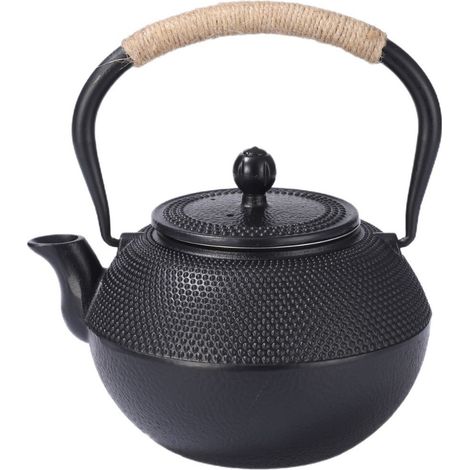 APEX Théière en Fonte Noire, 1,2 Litre, Intérieur Émaillé, Compatible avec les Plaques à Induction, Noir (1/5)