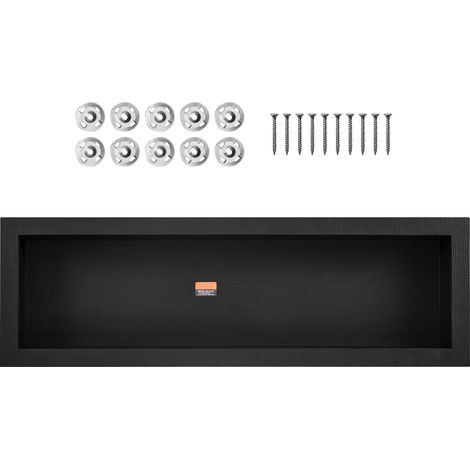 Niche de douche à encastrer, 40,64 x 127 cm, avec étagère unique, coins carrés, protection scellée, rangement moderne pour savon, noir, pour salle de bain. (1/5)