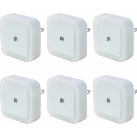 Luz nocturna LED automática para niños (paquete de 6), luz nocturna con sensor de luz, luz nocturna enchufable para dormitorio, habitación de bebé, sala de estar, baño y cocina - Blanco (1/5)