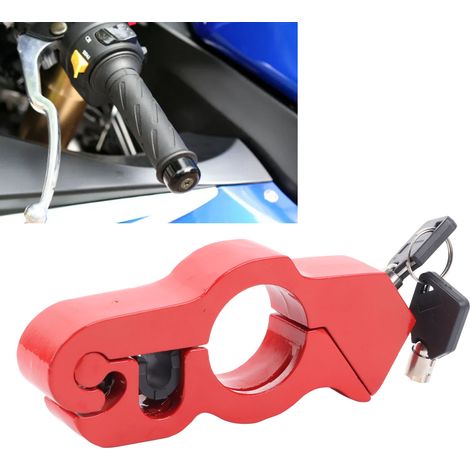 (Exclusivité Chili) Antivol de guidon en alliage d'aluminium pour véhicules électriques, antivol de levier de frein pour moto (modèle en alliage rouge) (1/5)