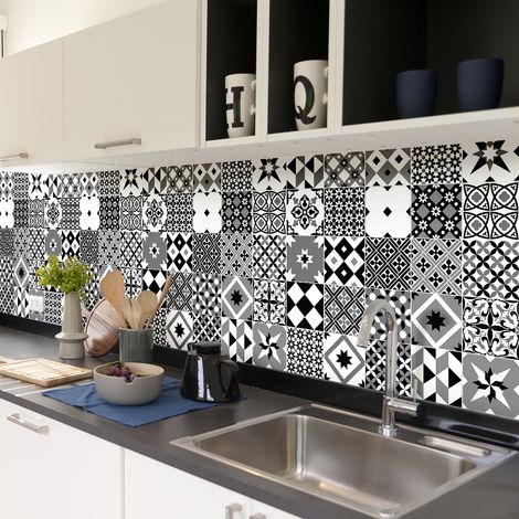 Sticker Mural Carrelage adhésif Cuisine Salle de Bain - 30 STICKERS CARRELAGES AZULEJOS MICAELNIA - 30stickers10x10cm (1/5)