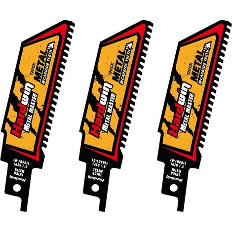 Set of 3 Reciprocating Saw Blades 100 mm (4 Inch) 8 TPI - Alternative Saw Blade for Thick Metal, Cast Iron and Stainless Steel - Ultra Durable Demolition Cutting - Universal Shank 1/2" (1/5)