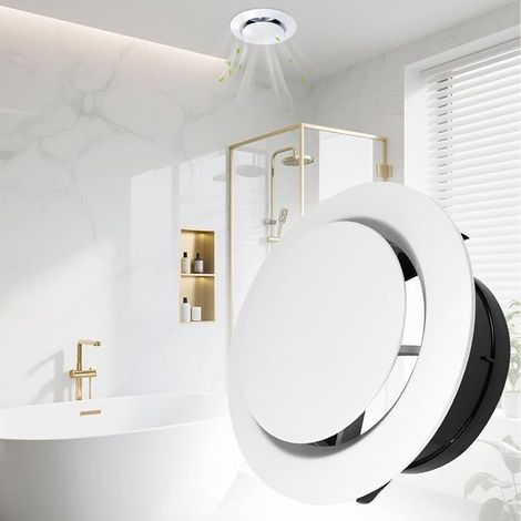 Adjustable Air Vent Ø125 mm, ABS White and Black, Round Air Diffuser for Wall and Ceiling, Suitable for VMC, Bathroom, Kitchen and Motorhome (1/5)