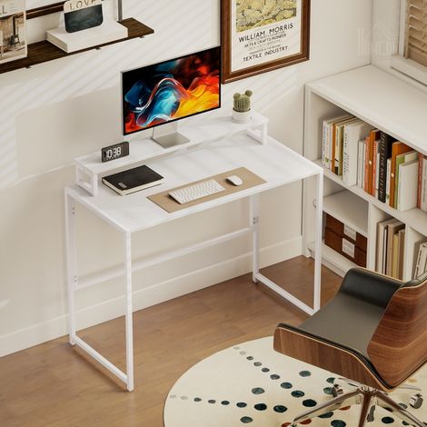Bureau/table d'ordinateur pliante avec support pour écran, pour bureau à domicile, 100 x 48 x 87,5 cm (1/4)