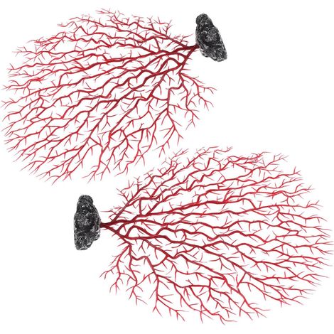 Ornement Récifal D'aquarium Rouge en Plastique 2pcs, Branche Corail Artificielle pour Décoration et Abri de Poissons Aquarium ou Bocal (1/5)