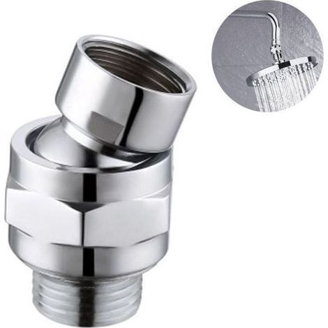 Raccord de douche universel avec joint rotatif, bras extensible réglable et pommeau orientable – finition nickel brossé (1/4)