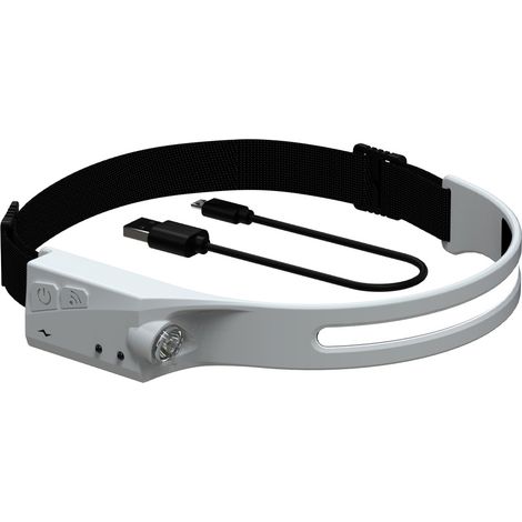 Lampe frontale légère, étanche et à détecteur de mouvement, idéale pour le vélo, la course à pied, la pêche et le camping, Grise