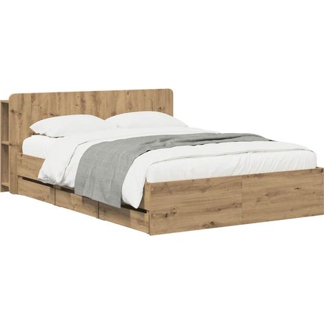 vidaXL Bed Frame with Storage and Headboard Artisan Oak 120 x 200 cm (1/5)