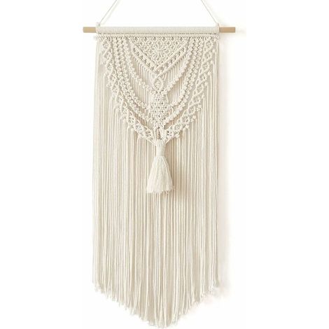 Macrame Wall Hanging Tapestry Woven Home Decor Handmade Cotton Boho Room Decor - Beige (1/5)