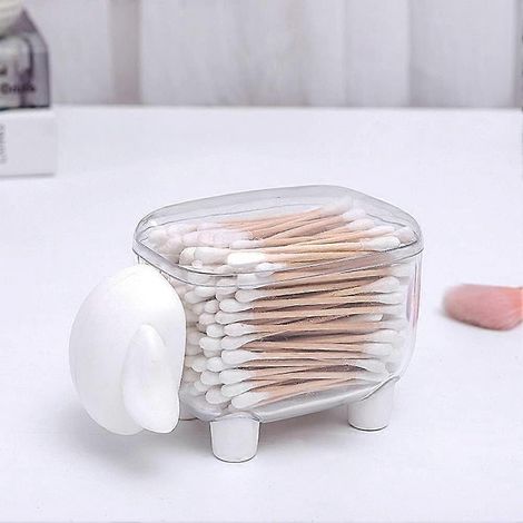 Wattestäbchenbox, Kunststoffbehälter mit Deckel zur Aufbewahrung von Wattestäbchen oder Kosmetikartikeln, transparent, weiß (1/5)